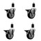Service Caster 4'' Black Poly Swivel 1-1/2'' Expanding Stem Caster Set with Brake, 4PK SCC-EX20S414-PPUB-BLK-PLB-112-4 - alternate 1